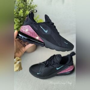 Bling Women's Nike Air Max 270 Black Sneaker made with Swarovski Crystals Custom